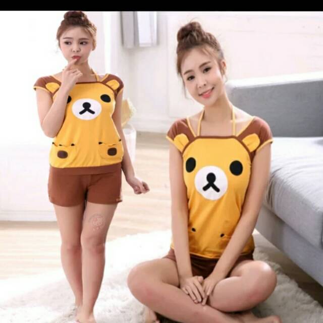 Stelan baju tidur hotpants rilakkuma