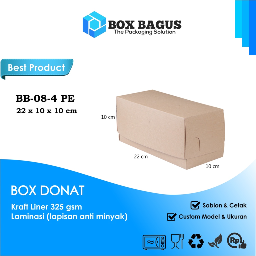 BOX DUS 22x10x10 KRAFT 325 GSM LAMINASI - KOTAK HAMPERS ROTI BAKAR DONAT BOMBOLONI BOLU GULUNG