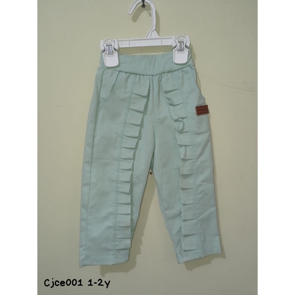 AMACOL CELANA PANJANG ANAK CEWEK RUFFLE - CELANA PANJANG ANAK BAHAN SEMI JEANS AMACOL RUFFLE CJCE001