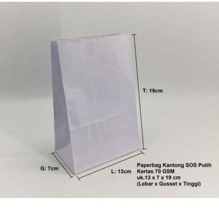 

Diskon V7K34 Paperbag Kantong Kertas Putih Polos SOS 13x7x19cm Roti Boy Kopi V7K