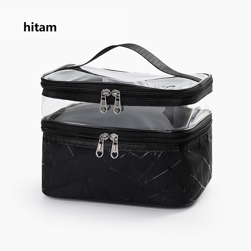 Tas Kosmetik/Tas Cuci/Tas Penyimpanan Kosmetik/Tas Penyimpanan Perjalanan/Ganda -layer Ruang Besar/PVC Transparan