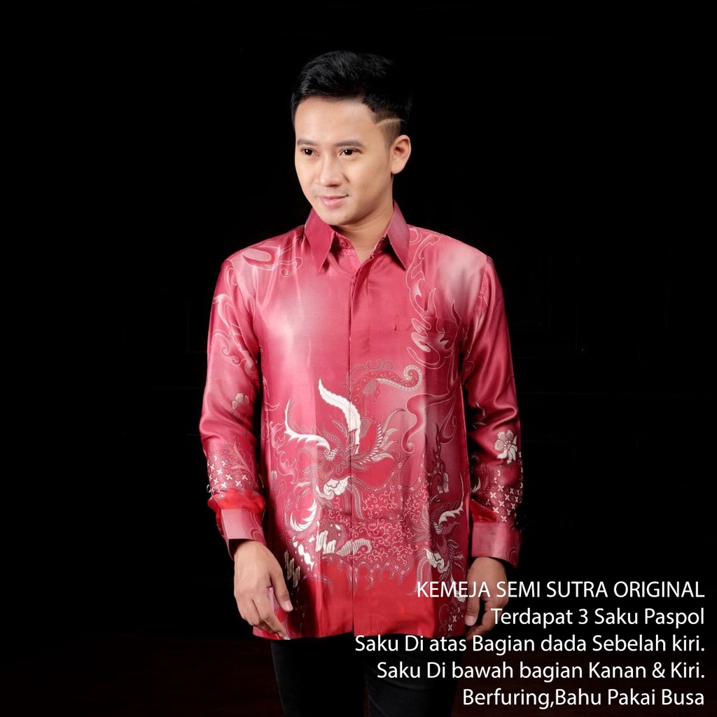 Kemeja Batik Semi Sutra Pria | Hem Batik Semi Sutra Pria | Kemeja Batik | SS0022