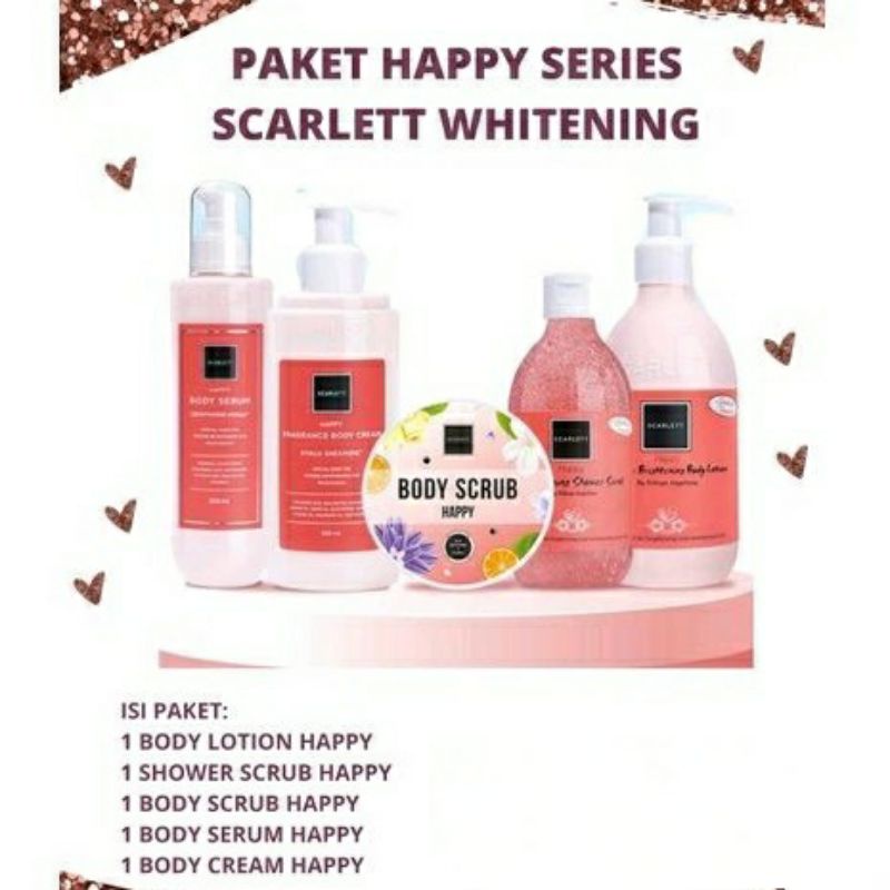 SCARLETT WHITENING HAPPY SERIES ORIGINAL BY FELICYA ANGELISTA - PAKET PEMUTIH BADAN BPOM