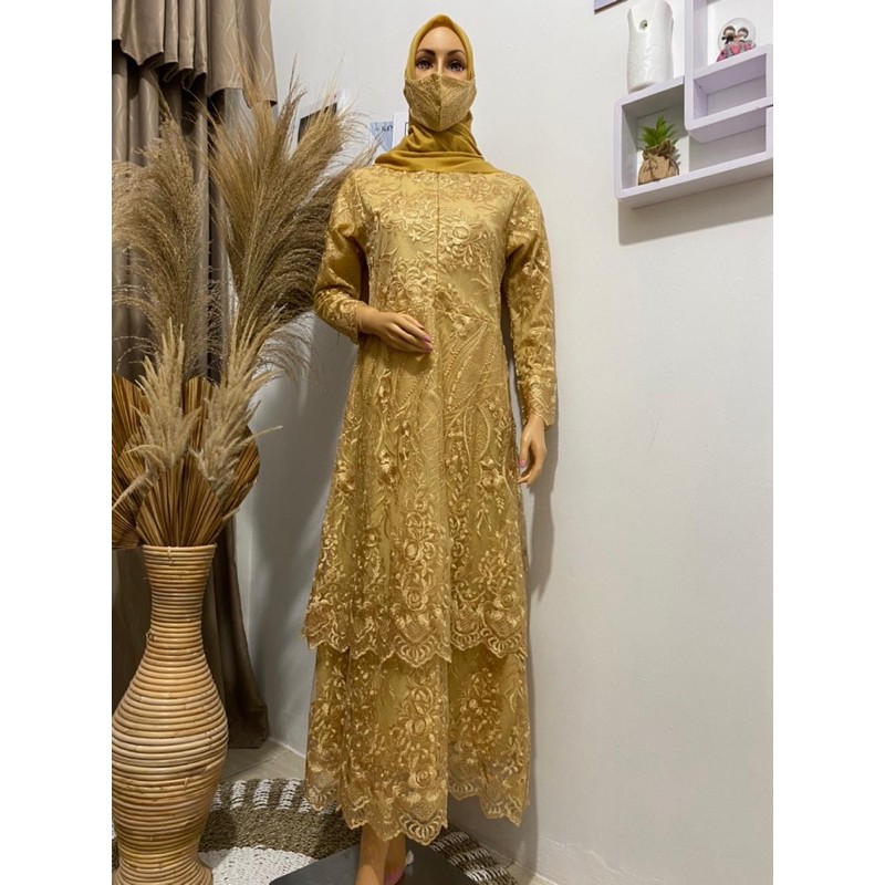 Gamis Vinola Dress Tingkat Dress Pesta Realpict Terbaru  Gamis Payet Modern Dress Mewah