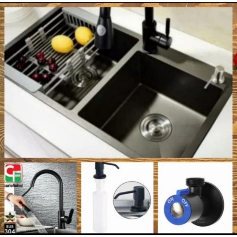 kitchen sink hitam 7541 onan bak cuci piring onan paket lengkap