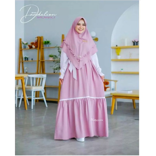 Gamis Dandelion by Zabannia satu set Khimar
