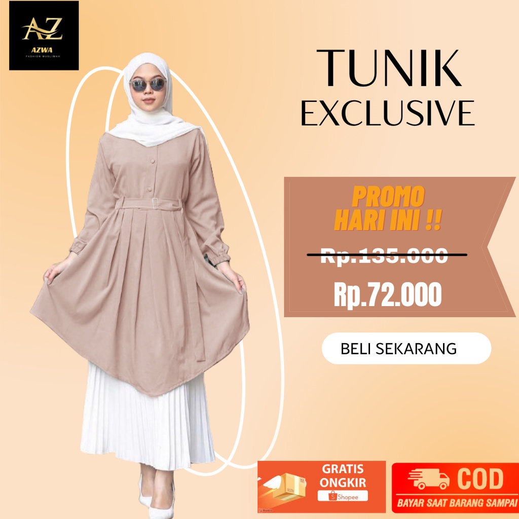 Baju muslim muslimah wanita perempuan Tunik Rempel Wanita Murah Kekinian rok Atasan rok plisket panj