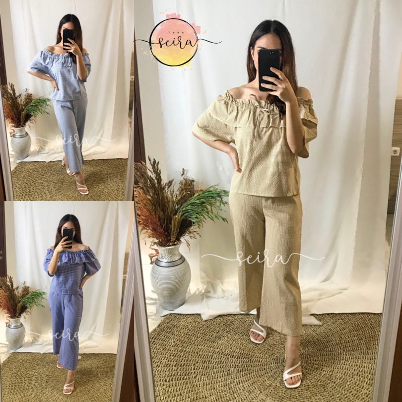 [BISA COD] MIA SET - Crop Top Sabrina Kullot Premium / Baju Bangkok Premium Import