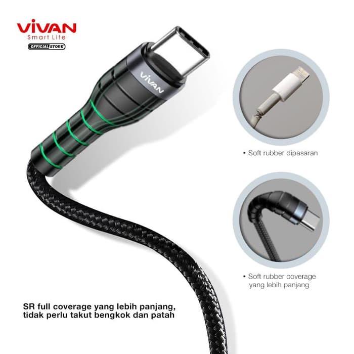 Kabel Data Type-C To Type-C  Quick Charge Data Cable Vivan KPD 100