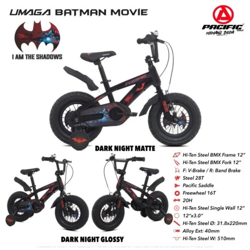 Sepeda BMX 12 Inch Pacific Umaga Batman Movie