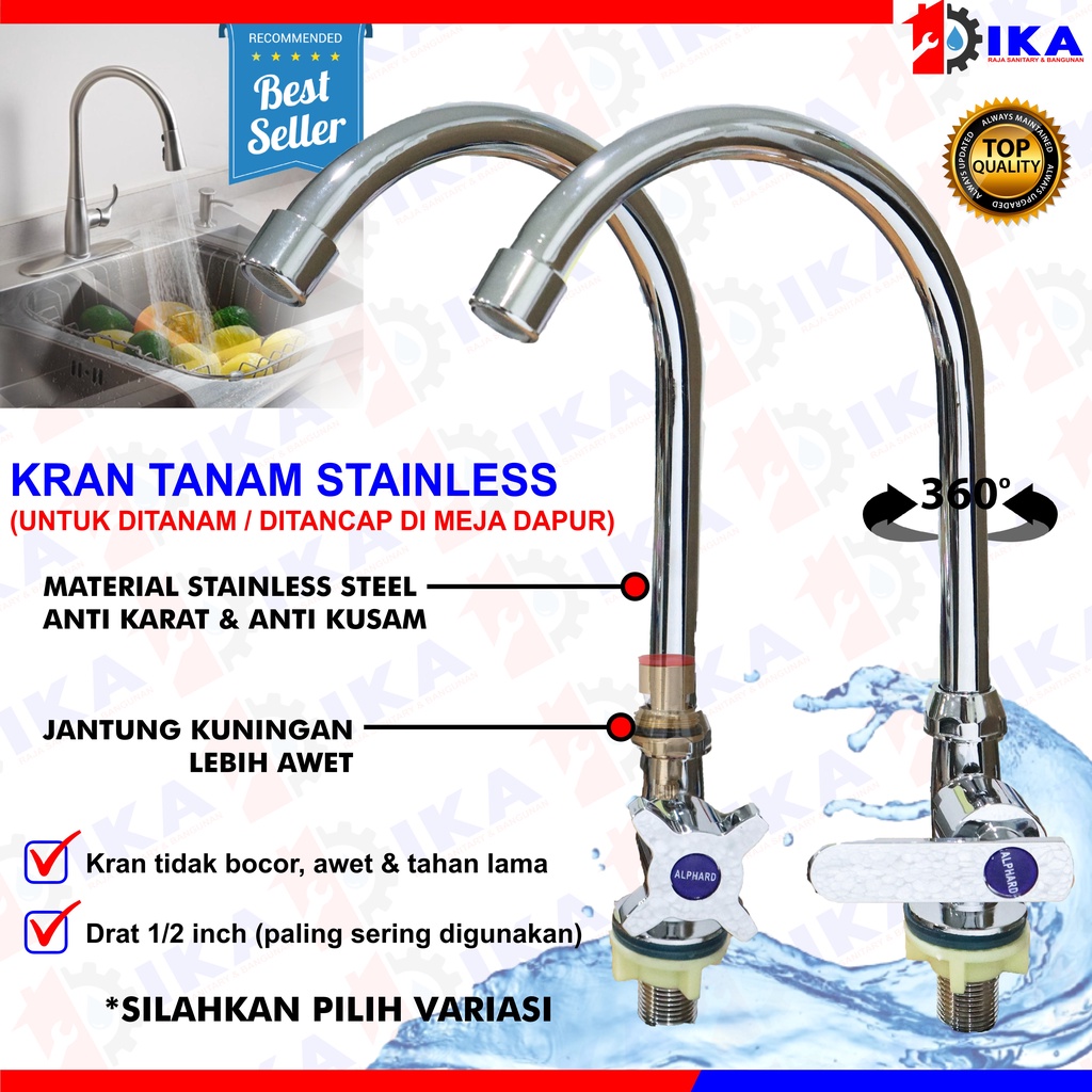 KRAN ANGSA 8111 SINK -KRAN AIR CUCI PIRING - KERAN AIR WASTAFEL- KRAN DAPUR - KRAN MODEL TANCAP DI BAK CUCI TANAM