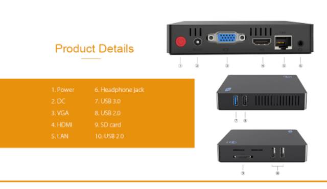 BEELINK Office Mini PC Z83V Z85 4/64GB Intel X5 Quadcore Z8350 Windows 10 Support Bracket