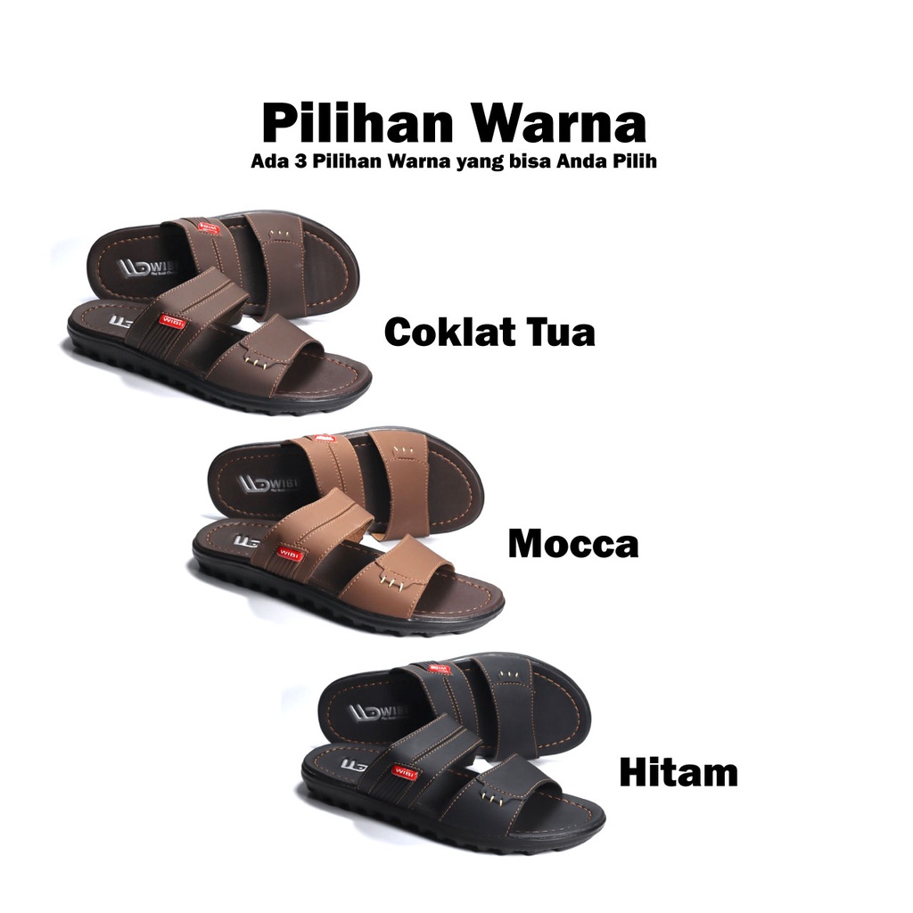 AFLAH X WIBI - Sandal Pria Slide Kulit Ban 2 Distro S23