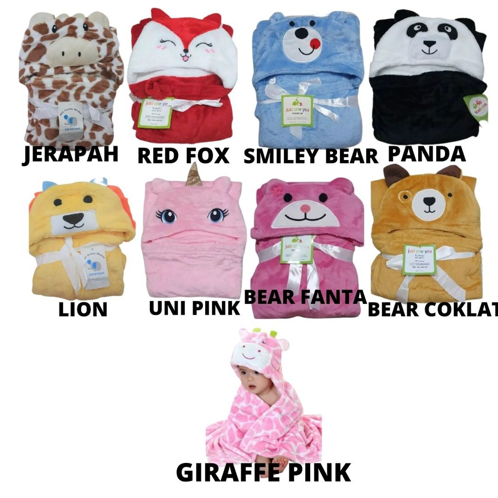 Selimut Bayi Topi Boneka A/Selimut Bayi Karakter Fleece