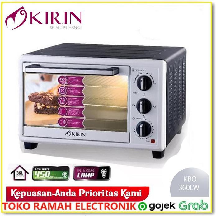 OVEN LISTRIK KIRIN KBO 360LW 36 LITER LOW WATT 900 WATT PLUS LAMPU TERLENGKAP