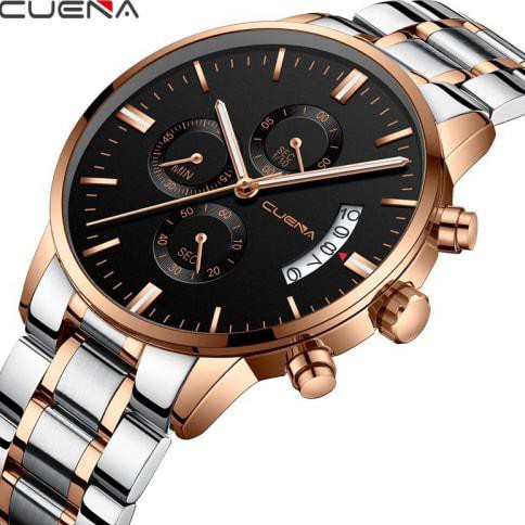 Best Offer Cuena 3 Mata Kalendar Jam Tangan Pria Men Calendar Watch Me Medanbaiak.Store