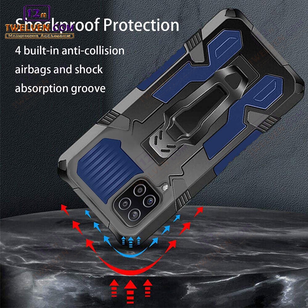 Case Shockproof Samsung A12 Armor Hardcase Stand Clip