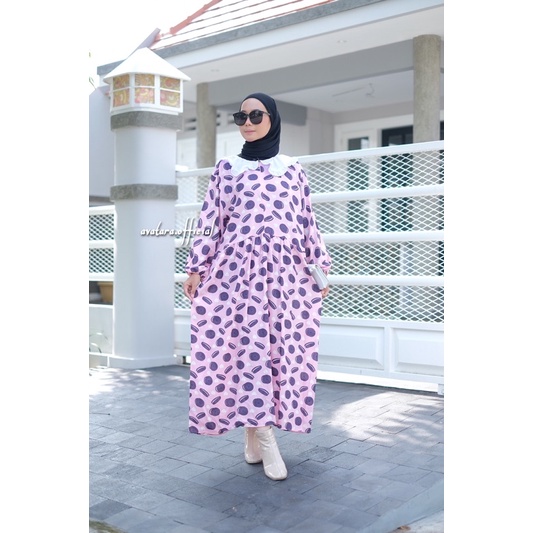 Oreo midi dress jumbo rayon viscose/dress jumbo rayon/jumbo motif rayon viscose premium