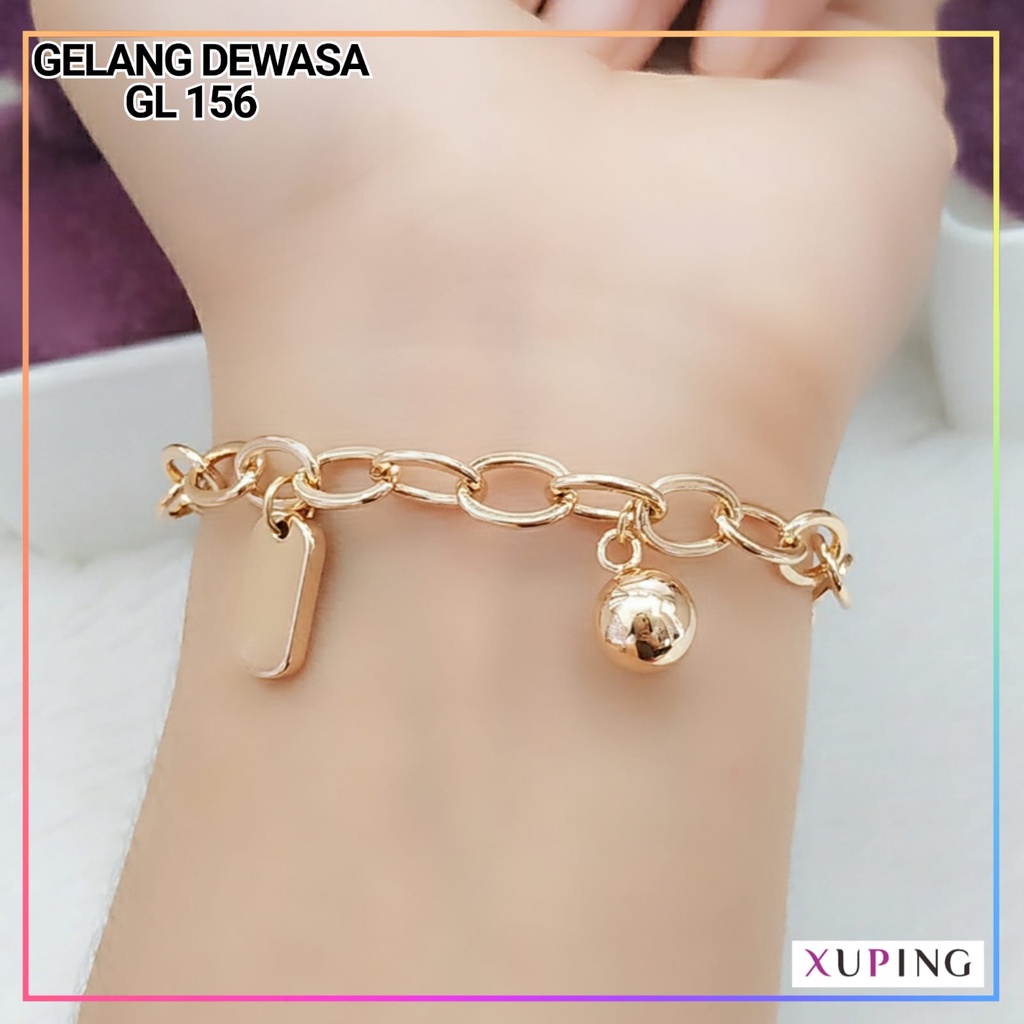 Gelang xuping ori gelang dewasa jurai rantai polos ala korea tebal bahan premium kotak perhiasan wanita lapis emas gold GL 156