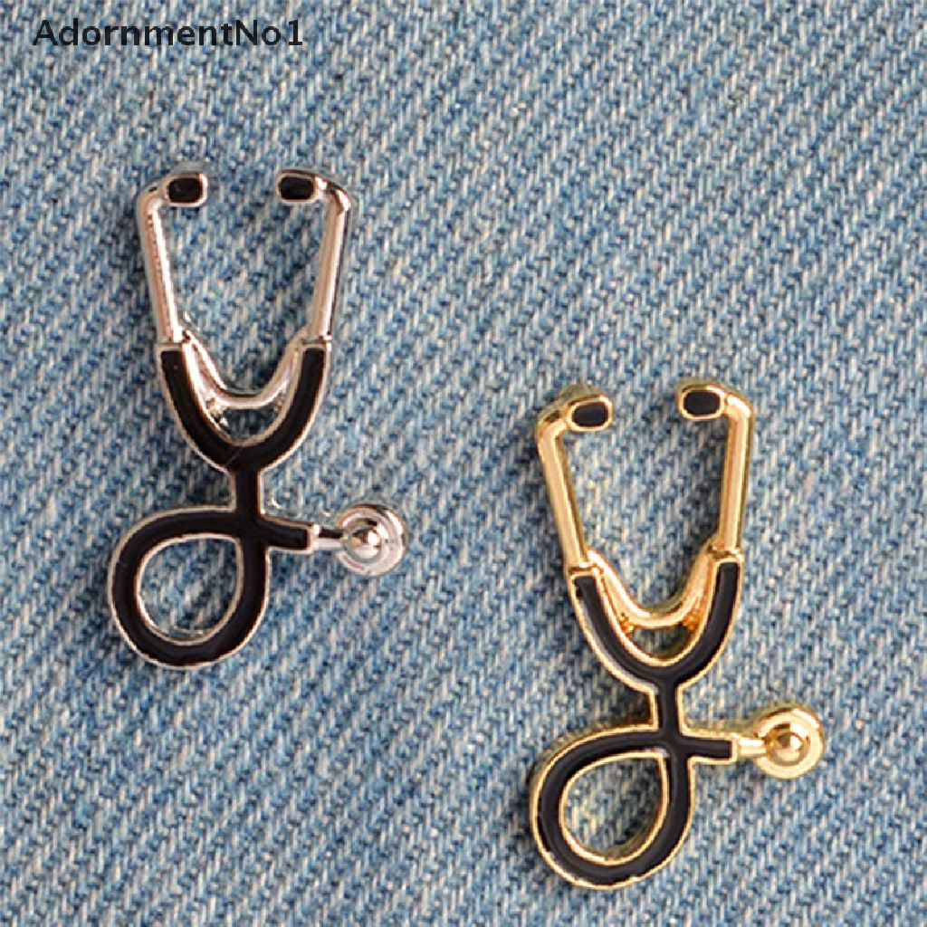 (AdornmentNo1) Bros Pin Bentuk Stetoskop Lapis Silver / Gold Untuk Wanita