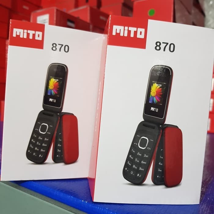 MITO 870 Flip Dual SIM Garansi Resmi - Baru - Merah - Hitam - Warna sesuai stock