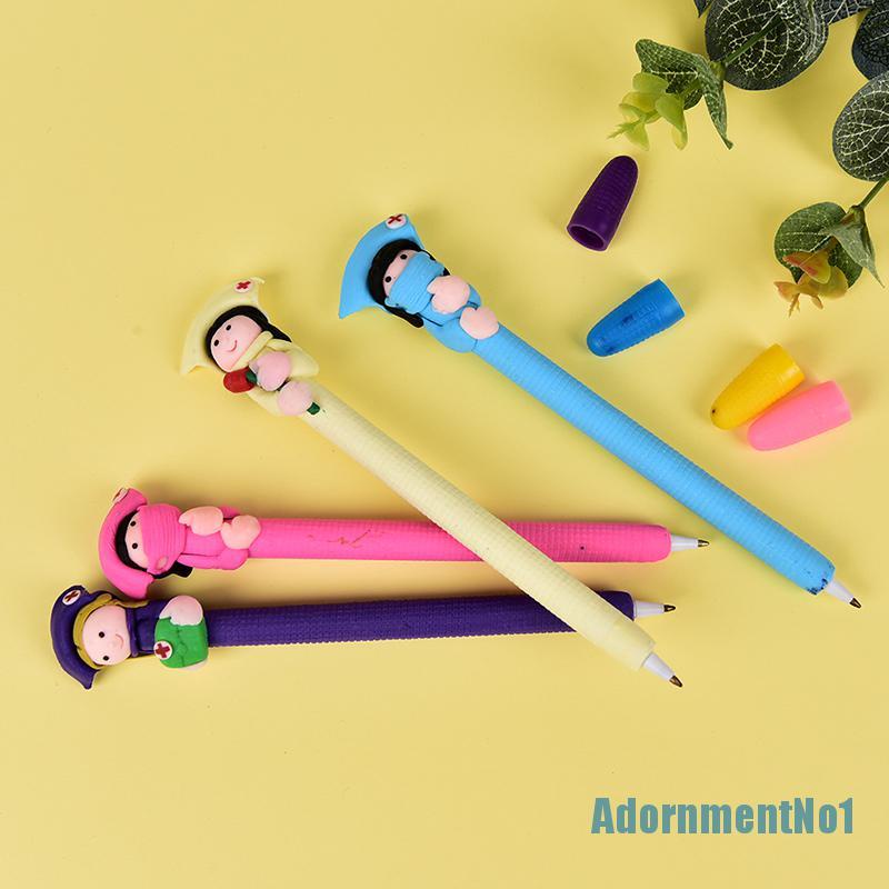 [AdornmentNo1]5Pcs Character Doctor Nurse Polymer Caly Ball Ballpoint Pen Creative Stationery