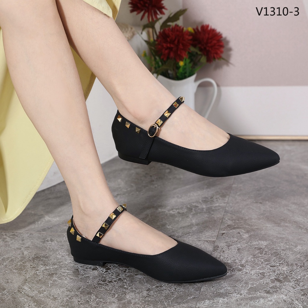 V Leather Flats V1310-3