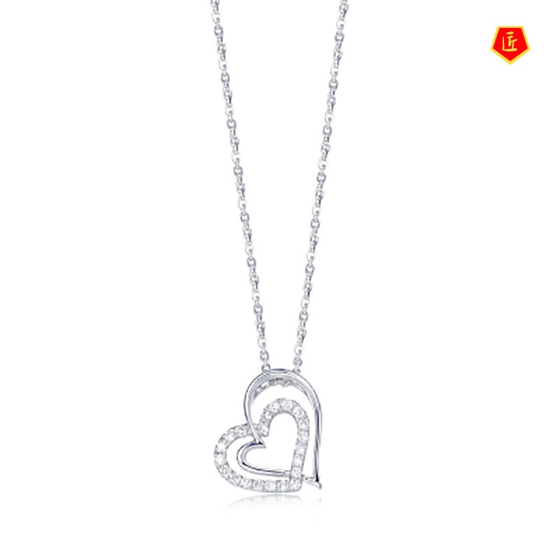 [Ready Stock]Silver Necklace Women's Japanese and Korean-Style Heart-Shaped Pendant Valentine's Day Gift