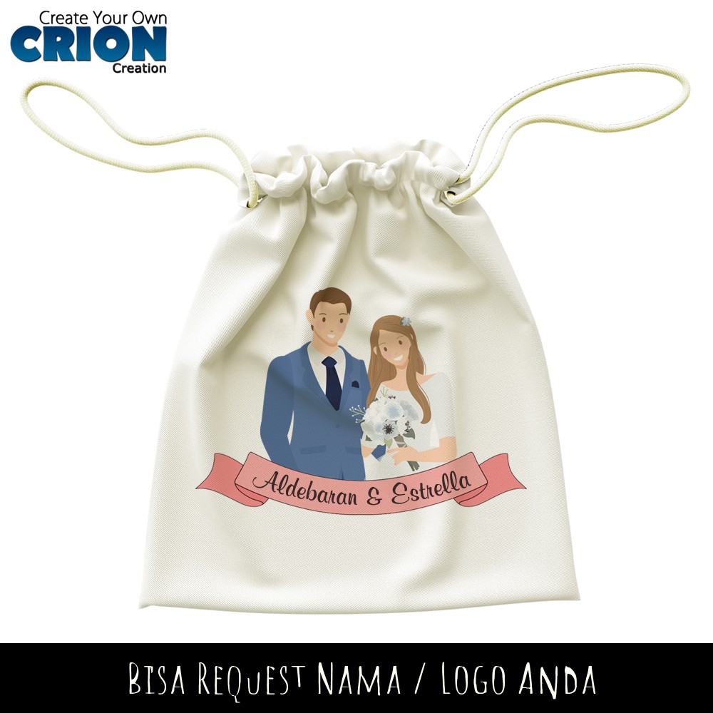 Pouch Serut Bisa Custom - Wedding Series 2 - Souvenir/Hadiah -By Crion