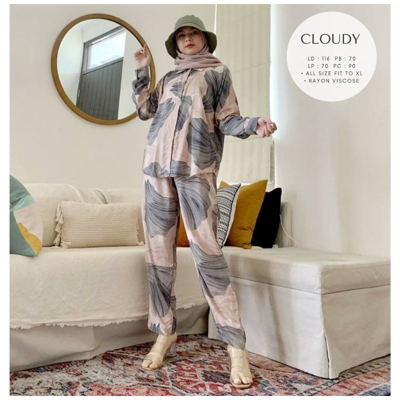 BELLE ONE SET / SETELAN RAYON DAILY ONE SET BAJU SETELAN WANITA KEKINIAN-One set(MUTIARA SET)