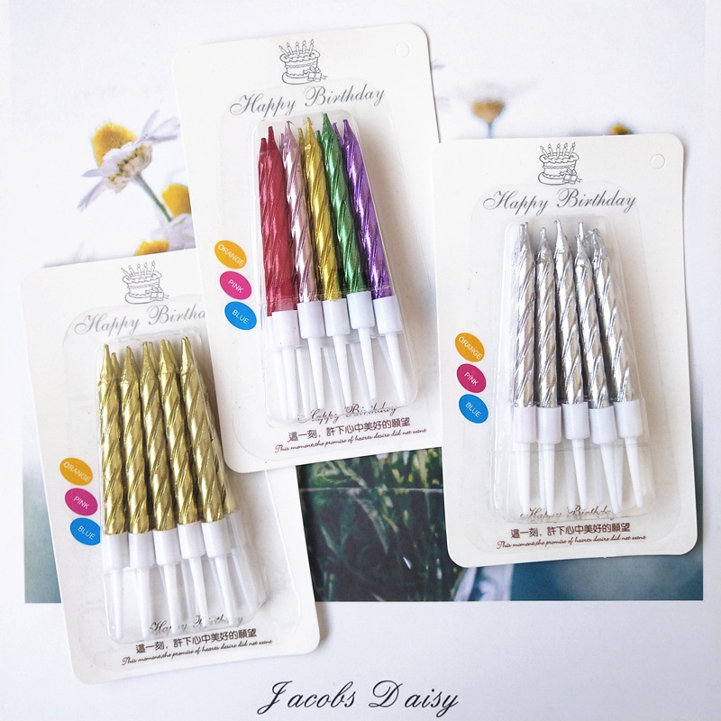 Lilin ulang tahun spiral Kecil / lilin spiral metalik aneka warna