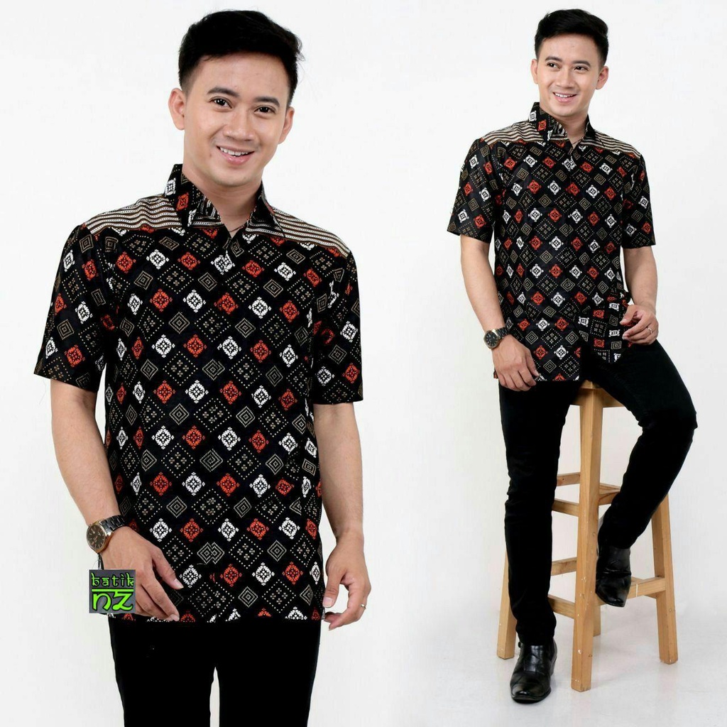 022 Zahira Batik HRB026 Kenongo Hem Kemeja Batik Pria Lengan Pendek  Katun Primis Halus M L XL-HEM-ABBAS