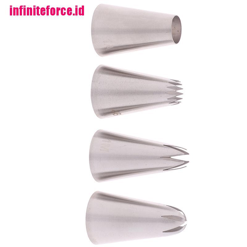 4Pcs Large Icing Piping NozzlePastry Tips Baking Tools Cakes Set Stainless Steel