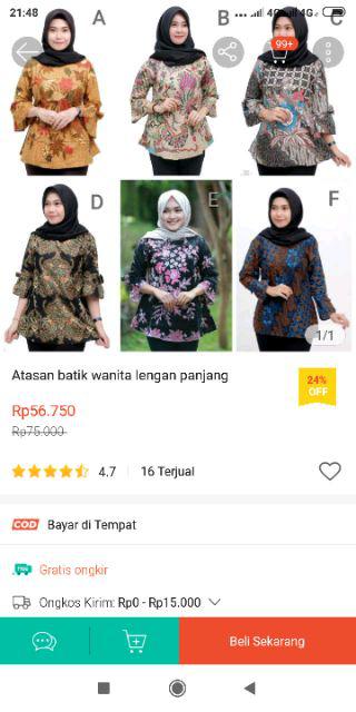 Atasan Batik Wanita Lengan Panjang