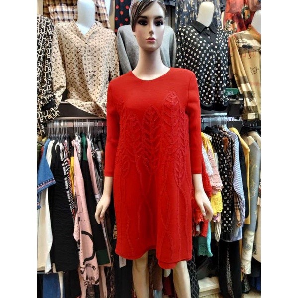 Dress Turun Naik Dress Viral 2022 Plisket Premium Quality Import - Magenta, All Size