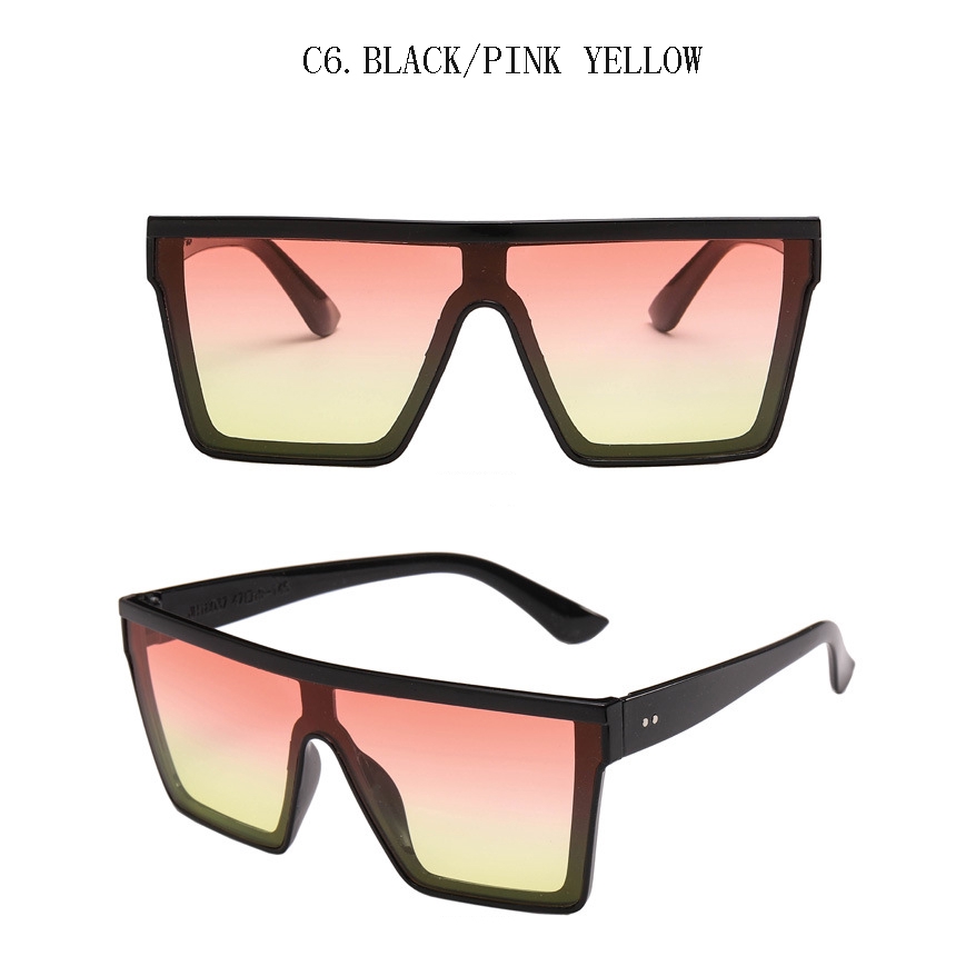 Kacamata Hitam Lensa Gradasi Bentuk Kotak Oversized Gaya Retro Untuk Wanita