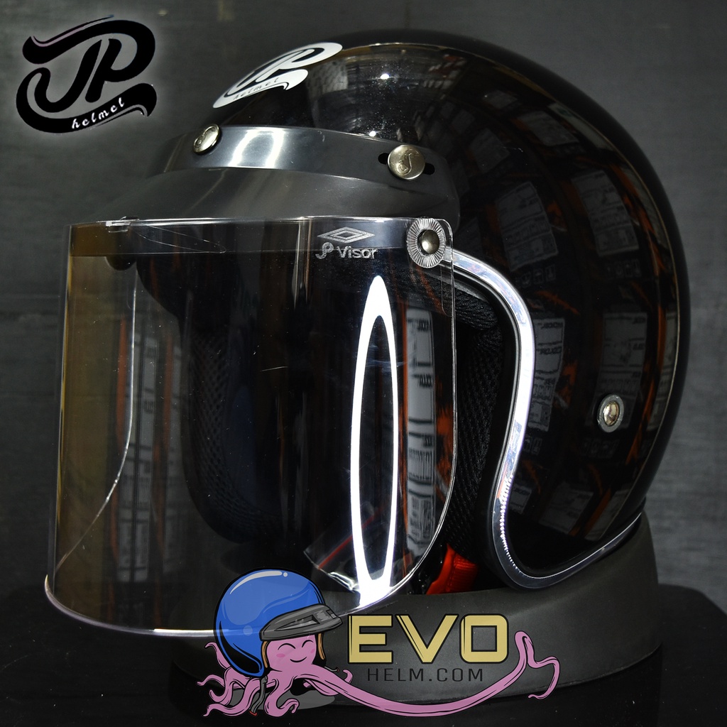 HELM BOGO JPX_JP NEW BIGIE_SOLID - BLACK METALIK + KACA