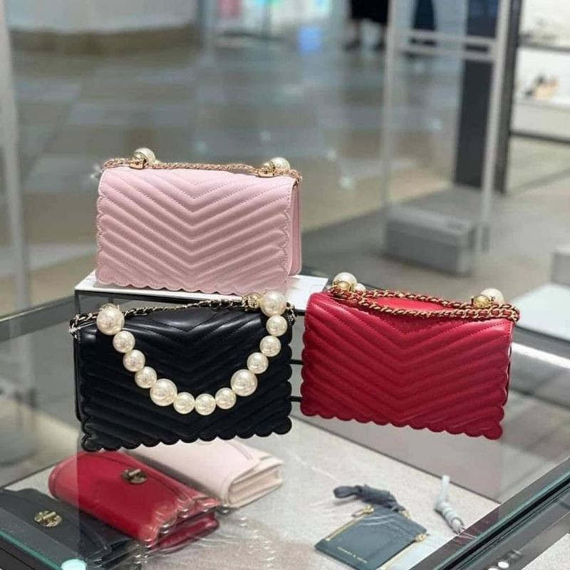 CK Pearl-Embellished Crossbody Bag