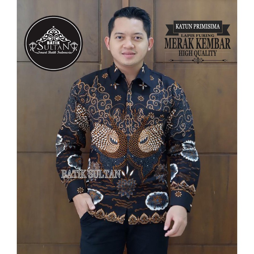 Merak Kembar Kemeja Batik Pria Lengan Panjang Full Furing by Batik Sultan