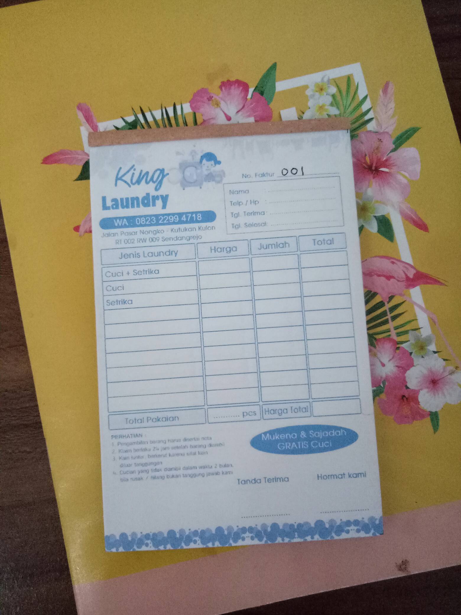 Cetak Nota/bon Laundry
