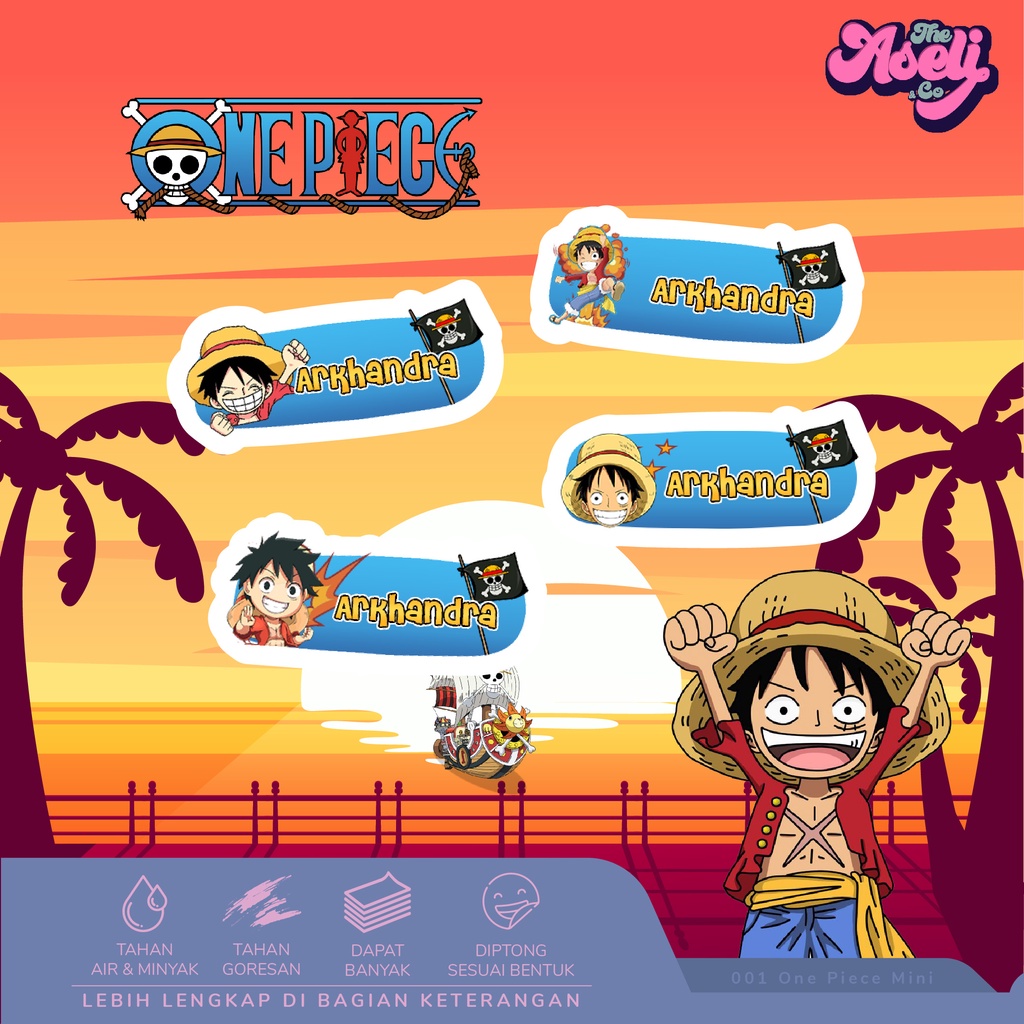 

Stiker nama anak waterproof Monster Blaze - One Piece