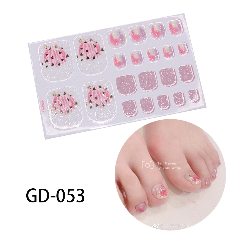 Gd050-065 Stiker Kuku 3D Motif Garis / Geometri Warna Emas Anti Air untuk Nail Art