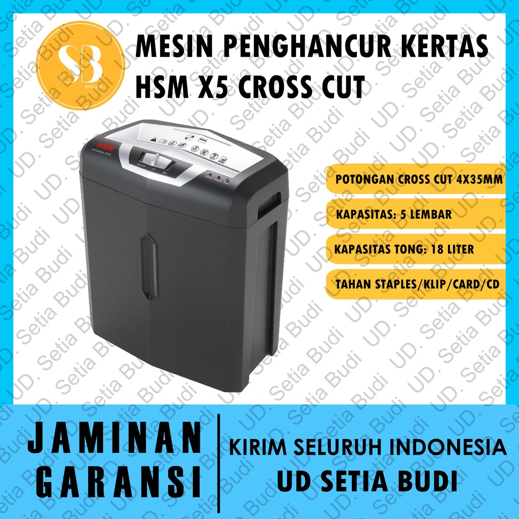 Mesin Penghancur Kertas HSM X5 Cross Cut 4 x 35 mm