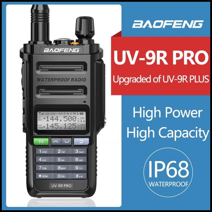 Ht Baofeng Uv-9R Pro Waterproof Walkie Talkie 18W 9800 Mah