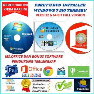 Paket 3 DVD Installer Windows 7 AIO Dan Software Pendukung Update