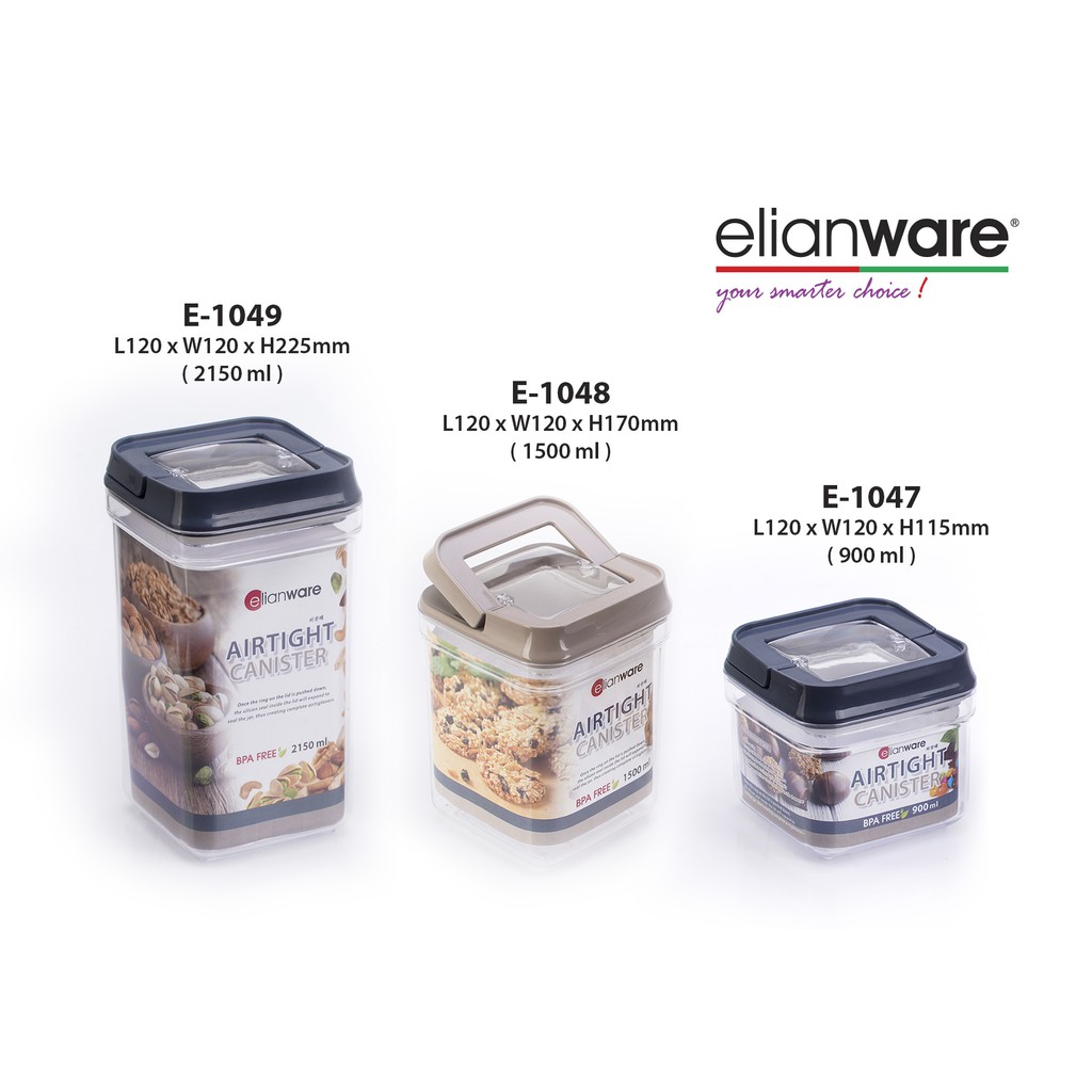 Elianware Toples Makanan Airtight Canister Kotak 2150ml