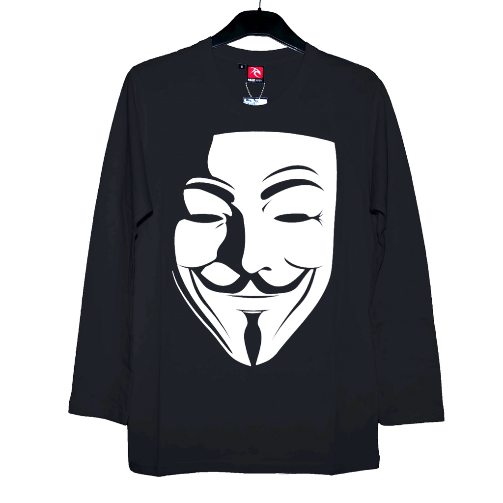 Kaos Panjang Dewasa VENDETTA - Baju Pria Wanita Kaos Topeng Vendeta Anonymous Hacker Distro Keren Ka