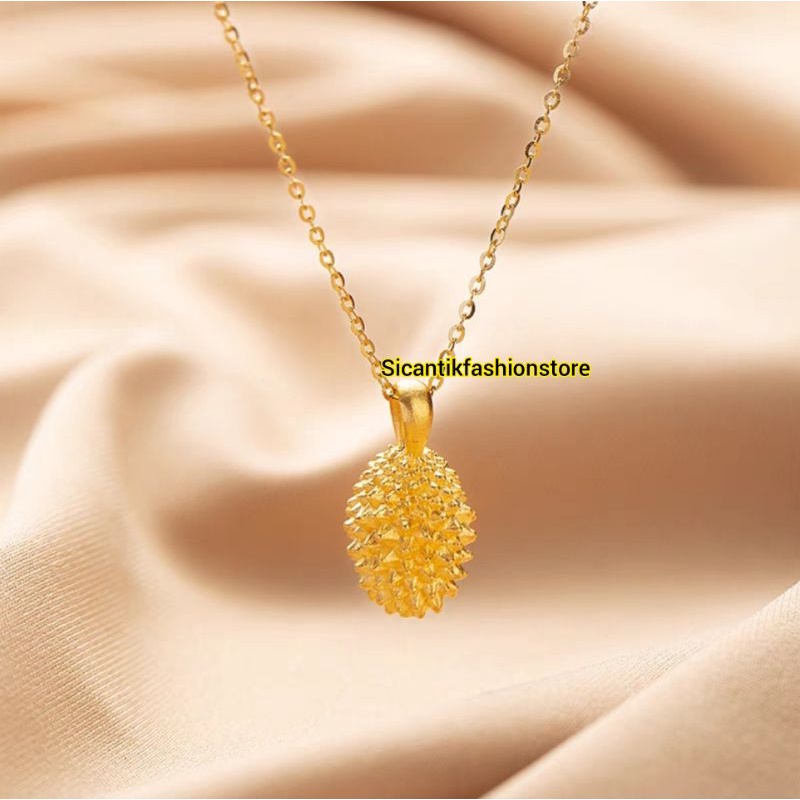 Kalung Titanium Wanita Liontin Model Durian Terbaru Terlaris Anti Karat Selamanya Kalung Wanita Gold Liontin Durian Liontin Gold Duri Fashion Wanita Kalung Plus Liontin Durian