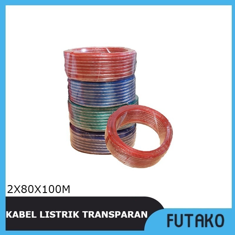 FUTAKO KABEL LISTRIK TRANSPARAN KABEL SERABUT PER ROL 2x80x100Meter