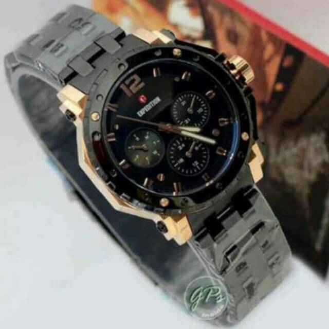 Jam tangan wanita expedition e6402 black gold original